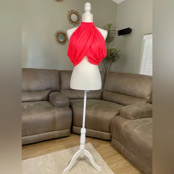 🔥SEXY🔥NWOT Neon Hot Pink Superdown Open Back Crop Top Sz M Medium - Picture 4 of 11